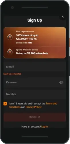 HadesBet app home screen on a phone